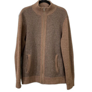 VTG. Gap lambswool cardigan knit grandpa Sweater Men XL Brown pockets Bloke core